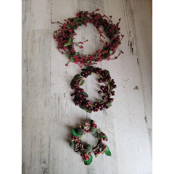 Wreath cranberries sugared fruit set pinecone xmas set hanging - Picture 1 of 6